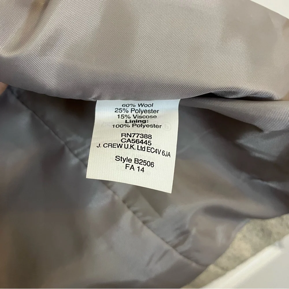 J.Crew City Coat wool‎ mid-length collared Beige winter peacoat jacket Sz 10 - Picture 8 of 9